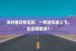 海村春日惨无辉，一舸凌风浦上飞。出自哪首诗？