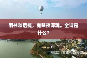 羽书秋后捷，鬼哭夜深魂。全诗是什么？