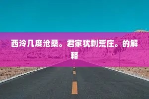 西泠几度沧桑。君家犹剩荒庄。的解释