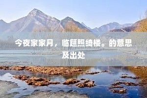 今夜家家月，临筵照绮楼。的意思及出处