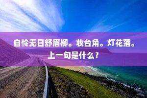 自怜无日舒眉柳。妆台角。灯花落。上一句是什么？