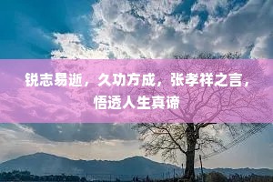 锐志易逝，久功方成，张孝祥之言，悟透人生真谛