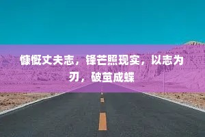 慷慨丈夫志，锋芒照现实，以志为刃，破茧成蝶