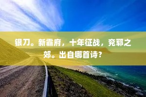 银刀。新霸府，十年征战，兖郓之郊。出自哪首诗？