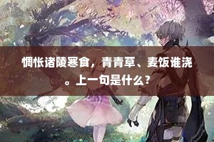 惆怅诸陵寒食，青青草、麦饭谁浇。上一句是什么？