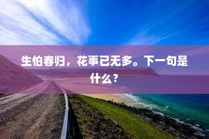 生怕春归，花事已无多。下一句是什么？