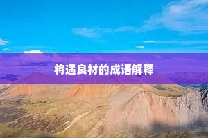 将遇良材的成语解释