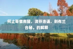 何止寄傲南窗，清芬洛诵，别有兰台秘。的解释