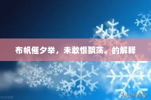 布帆催夕举，未敢恨飘荡。的解释