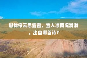 慰我停云思霭霭，宜人凉雨况潸潸。出自哪首诗？