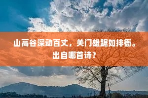 山高谷深动百丈，关门雄踞如排衙。出自哪首诗？