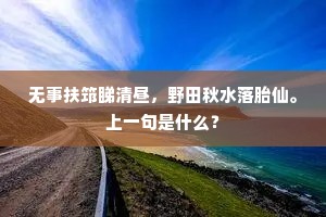 无事扶筇睇清昼，野田秋水落胎仙。上一句是什么？