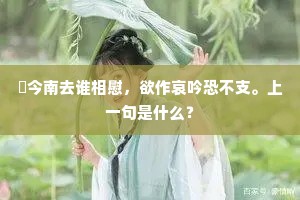 秖今南去谁相慰，欲作哀吟恐不支。上一句是什么？