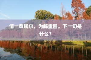倩一尊聊尔，为解重围。下一句是什么？