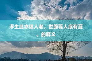 浮生此亦堪人老，世路驱人底有涯。的释义