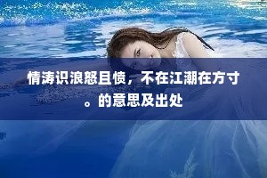 情涛识浪怒且愤,不在江潮在方寸。的意思及出处 情涛识浪怒且愤,不在江潮在方寸。的意思及出处