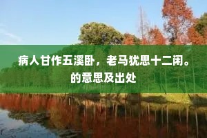 病人甘作五溪卧，老马犹思十二闲。的意思及出处