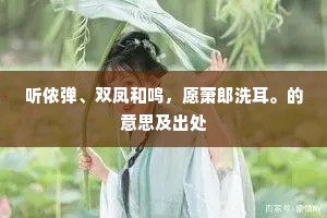 听侬弹、双凤和鸣，愿萧郎洗耳。的意思及出处