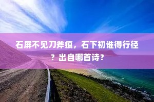 石屏不见刀斧痕，石下初谁得行径？出自哪首诗？