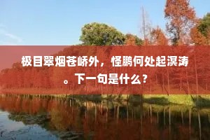 极目翠烟苍峤外,怪鹏何处起溟涛。下一句是什么? 极目翠烟苍峤外,怪鹏何处起溟涛。下一句是什么?