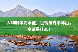 人物眼中如水鉴，世情身外不冰山。全诗是什么？