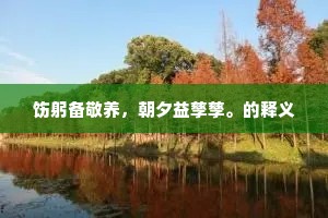 饬躬备敬养，朝夕益孳孳。的释义