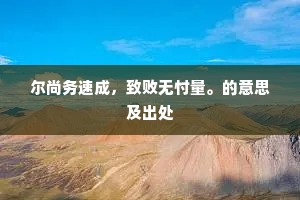 尔尚务速成，致败无忖量。的意思及出处