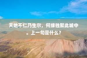天地不仁乃生尔，何缘独聚此城中。上一句是什么？