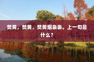 焚黄，焚黄，焚黄烟袅袅。上一句是什么？