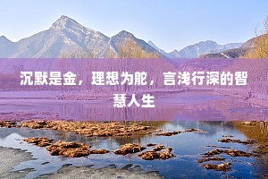 沉默是金，理想为舵，言浅行深的智慧人生