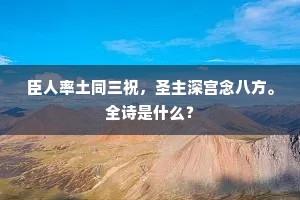 臣人率土同三祝，圣主深宫念八方。全诗是什么？