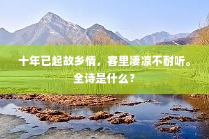 十年已起故乡情，客里凄凉不耐听。全诗是什么？