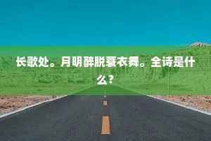 长歌处。月明醉脱蓑衣舞。全诗是什么？