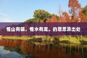 惟山有狐，惟水有龙。的意思及出处