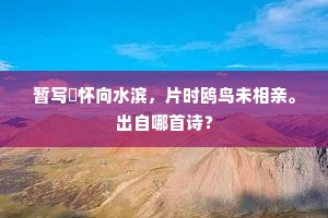 暂写閒怀向水滨，片时鸥鸟未相亲。出自哪首诗？