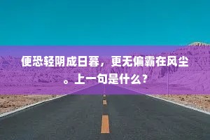 便恐轻阴成日暮，更无偏霸在风尘。上一句是什么？