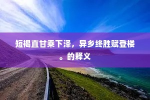 短褐直甘乘下泽，异乡终胜赋登楼。的释义