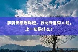 醉醉皮裘思晦迹，行高终自有人知。上一句是什么？