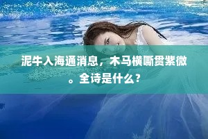 泥牛入海通消息，木马横嘶贯紫微。全诗是什么？