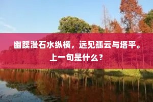幽蹊漫石水纵横，远见孤云与塔平。上一句是什么？