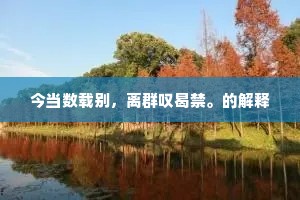 今当数载别，离群叹曷禁。的解释