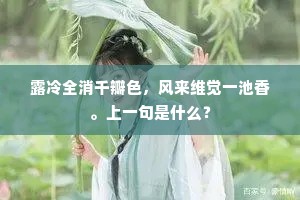 露冷全消千瓣色，风来维觉一池香。上一句是什么？