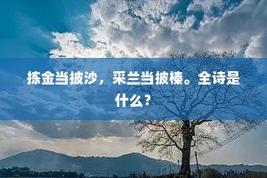 拣金当披沙，采兰当披榛。全诗是什么？