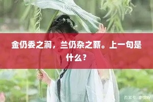 金仍委之涧，兰仍杂之薪。上一句是什么？
