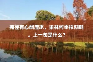 掩径有心酬鹿豕，巢林何事拟鹪鹩。上一句是什么？