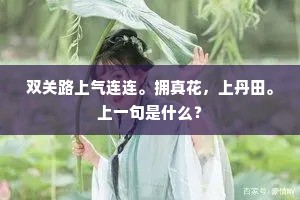 双关路上气连连。拥真花，上丹田。上一句是什么？
