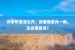 长安积雪深三尺，穷巷相看共一樽。出自哪首诗？