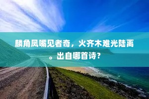 麟角凤嘴见者奇，火齐木难光陆离。出自哪首诗？