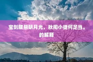 宝剑腰悬明月光，秋闱小捷何足当。的解释