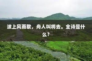 波上风雨歇，舟人叫将去。全诗是什么？